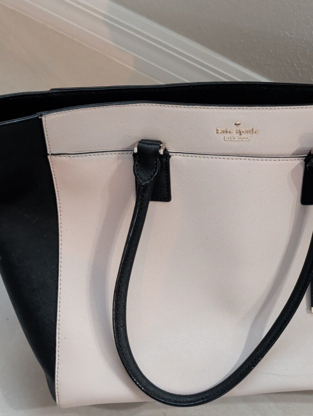 Kate spade Two-Tone Black and Cream Leather Tote